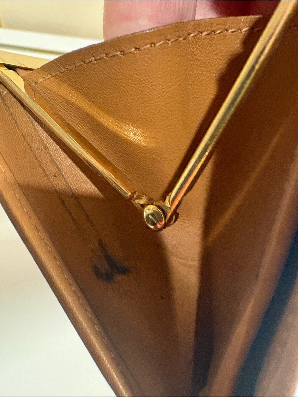 Vintage Celine MacadamMonogram Long Wallet Clutch Tan Leather TriompheMade Italy - Picture 12 of 14